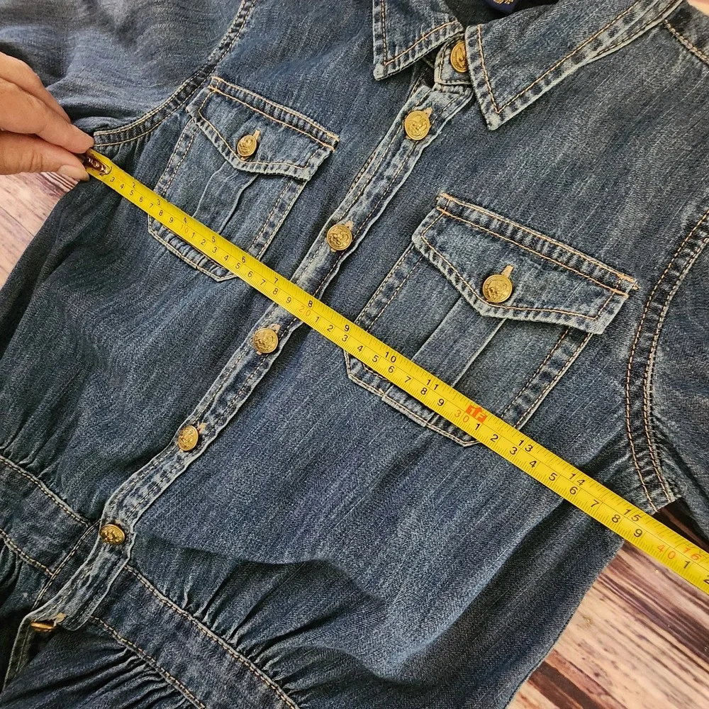 Polo Ralph Lauren Girls Denim Shirt Dress Sz 14 Button Front Long Sleeve Western